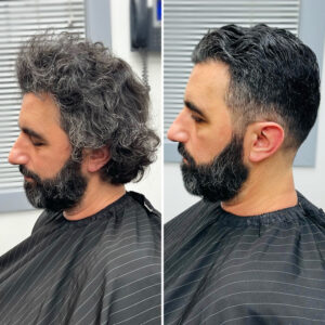 Before and after of men's haircut