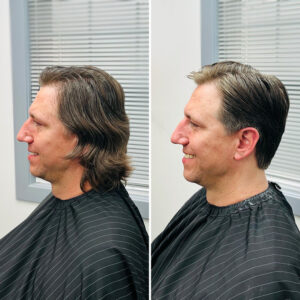 Before and after of men's haircut